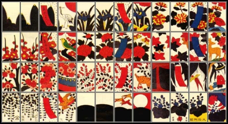48 kart hanafuda ułożonych według miesięcy